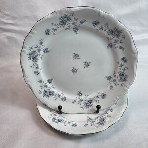 TWO Johann Haviland Blue Garland Dinner Plates White Blue Flowers Bavaria